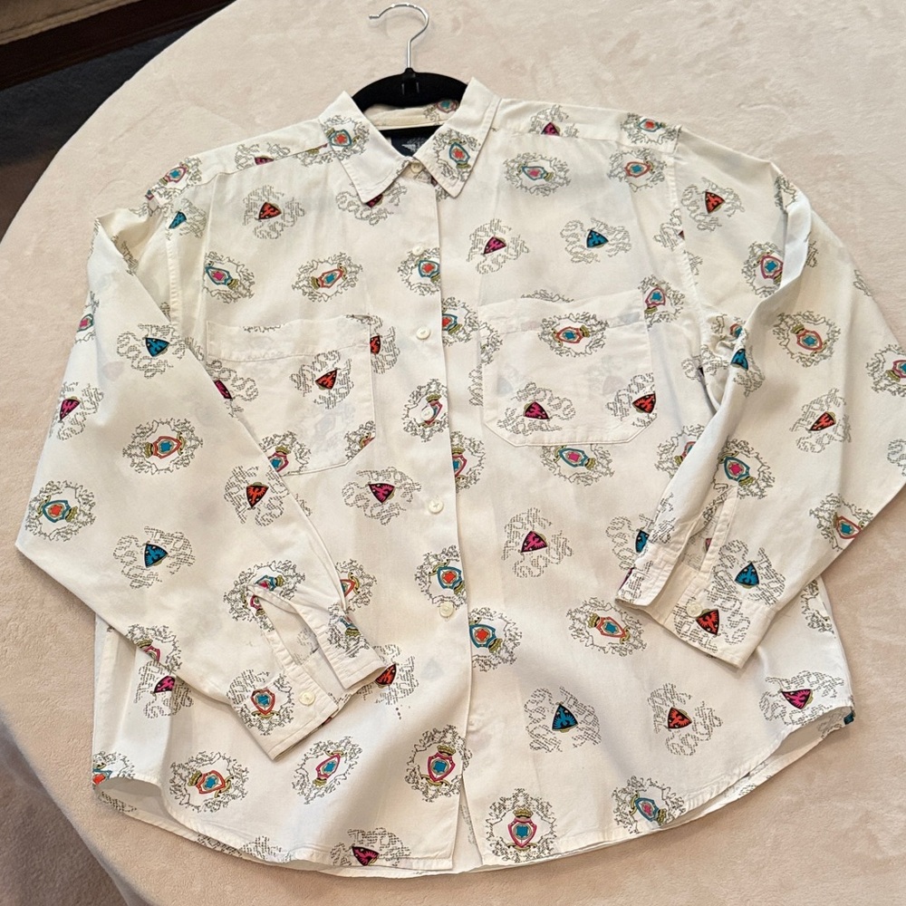Women’s patterned button down shirt